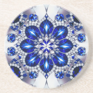 En Grès Dessous de verre aux couleurs Bleues Blancs