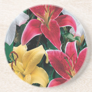 En Grès Dessous de verre aux fleurs colorées