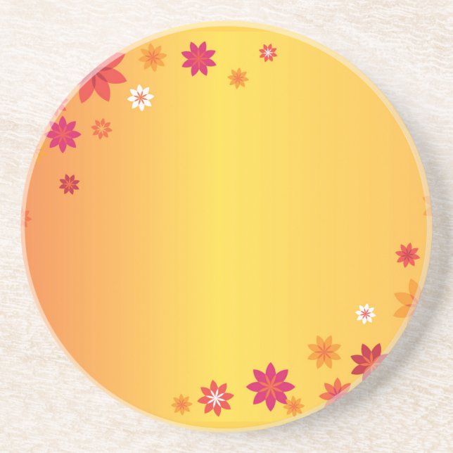 En Grès Dessous de verre aux fleurs orange (Devant)