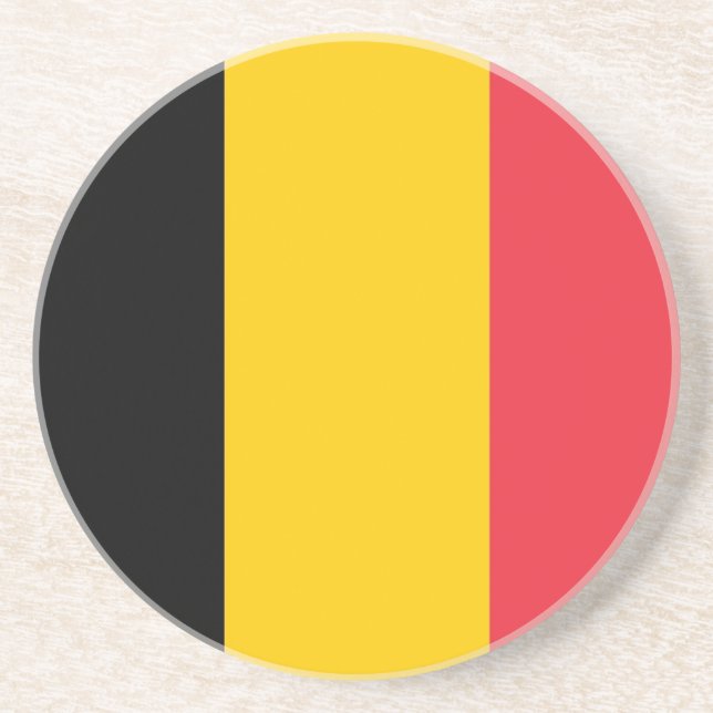 En Grès Dessous de verre avec Drapeau de Belgique (Devant)