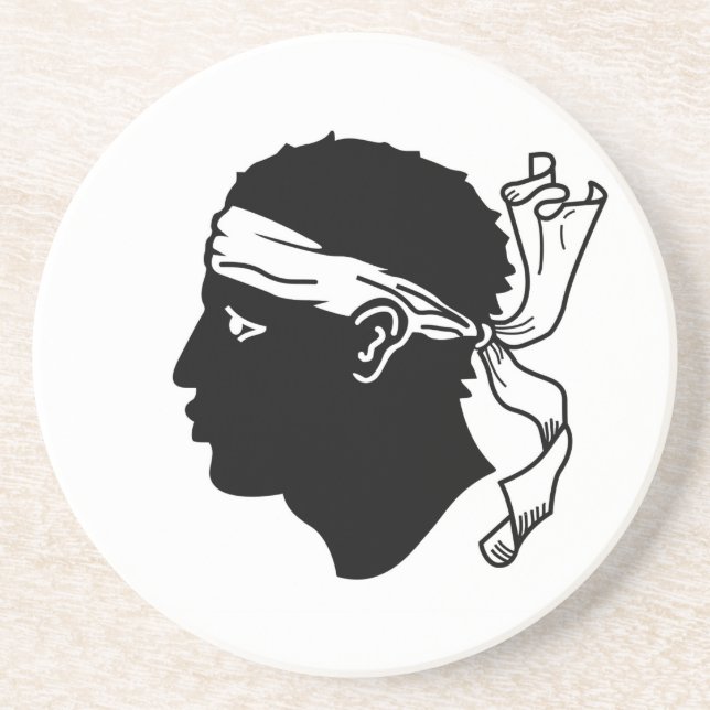 En Grès Dessous de verre avec Drapeau de Corse (Devant)