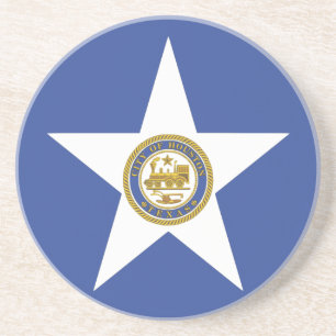 En Grès Dessous de verre avec Drapeau de Houston, Texas, U