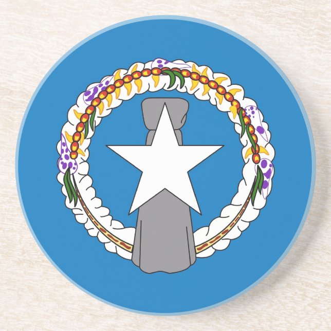 En Grès Dessous de verre avec drapeau de la Mariana du Nor (Devant)