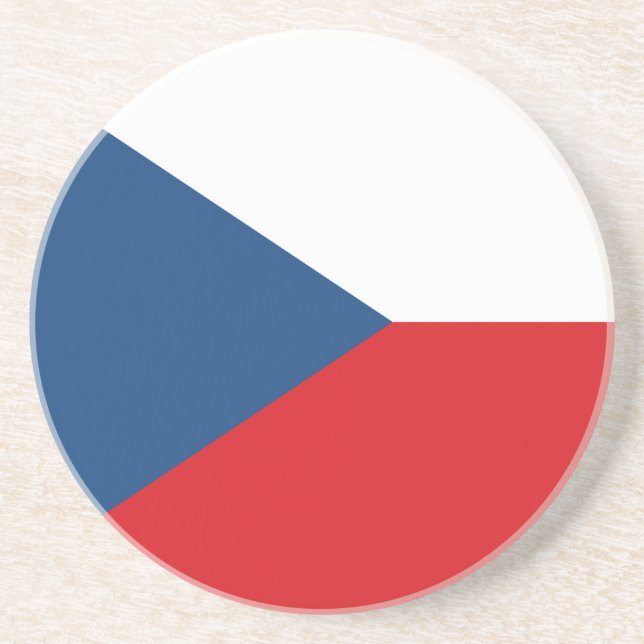 En Grès Dessous de verre avec drapeau de la Tchéquie (Devant)