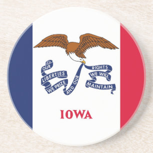 En Grès Dessous de verre avec Drapeau de l'Iowa, USA