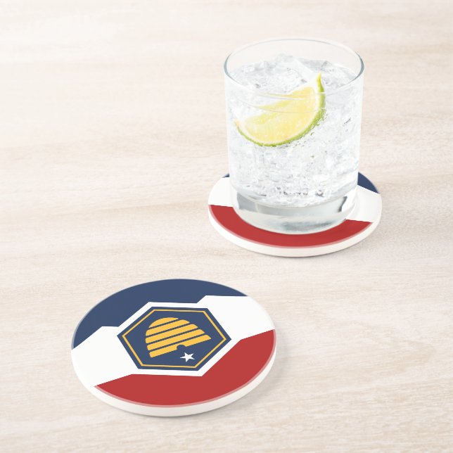 En Grès Dessous de verre avec drapeau de l'Utah, États-Uni (Côté)