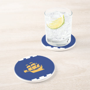 En Grès Dessous de verre avec drapeau de Québec, Canada