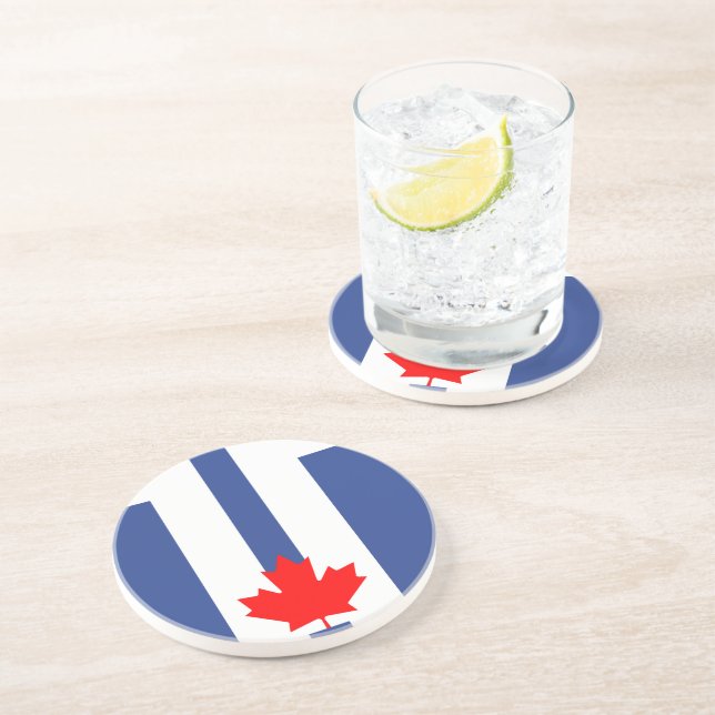 En Grès Dessous de verre avec drapeau de Toronto, Canada (Côté)