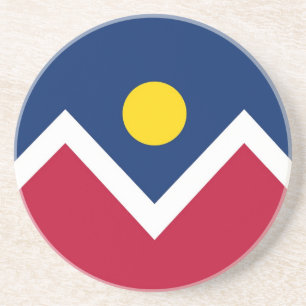 En Grès Dessous de verre avec Drapeau du Denver, Colorado,
