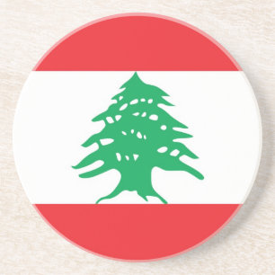 En Grès Dessous de verre avec drapeau du Liban