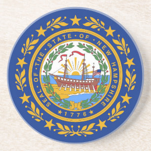 En Grès Dessous de verre avec Drapeau du New Hampshire, US