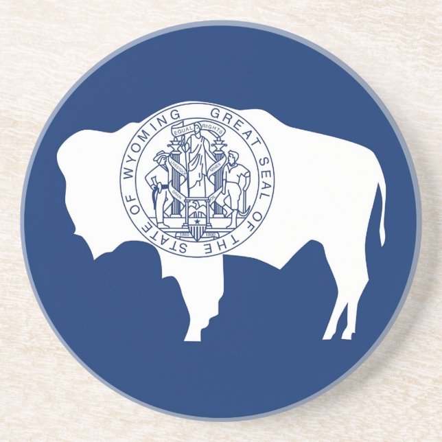 En Grès Dessous de verre avec Drapeau du Wyoming, USA (Devant)