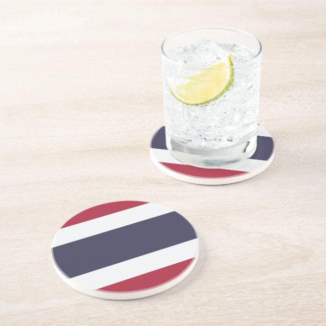 En Grès Dessous de verre avec le drapeau de la Thaïlande (Côté)