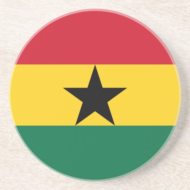 En Grès Dessous de verre avec le drapeau du Ghana (Devant)