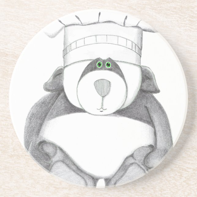 En Grès Dessous de verre avec photo de l'ours de Panda (Devant)