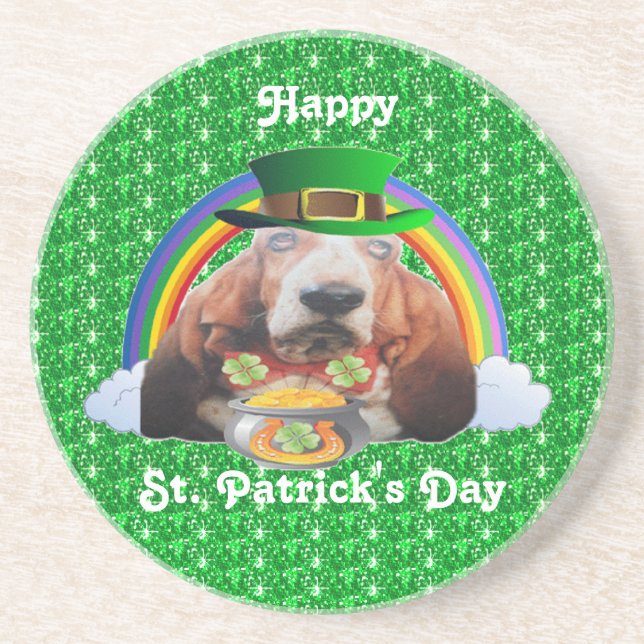 En Grès Dessous de verre Basset Hound Bonne St. Patrick's  (Devant)