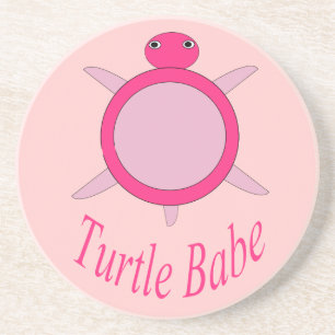 En Grès Dessous de verre Bébé de Tortue Rose mignonne