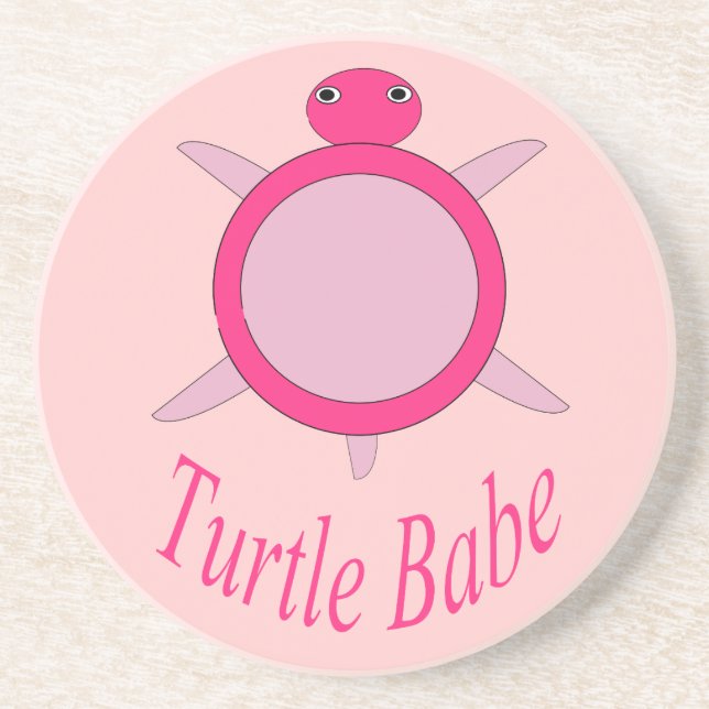 En Grès Dessous de verre Bébé de Tortue Rose mignonne (Devant)
