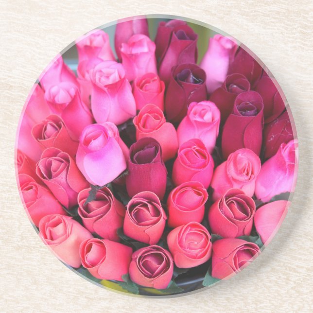 En Grès dessous de verre bouquet de rose (Devant)