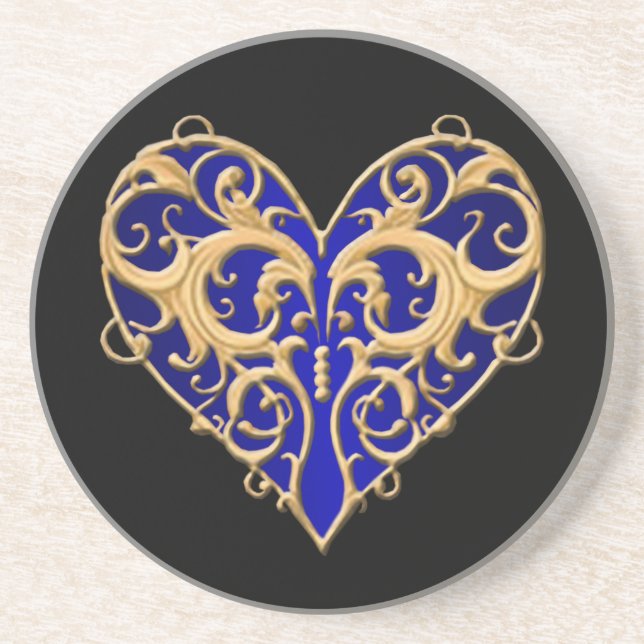 En Grès Dessous de verre cardiaque Blue Filigree (Devant)