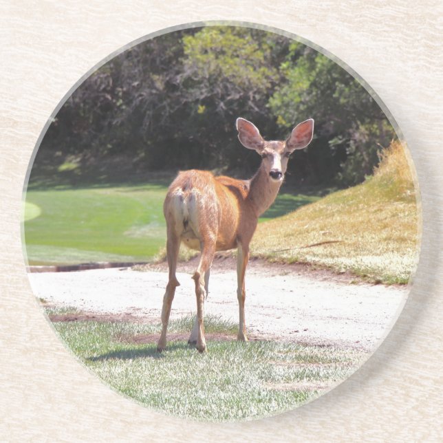 En Grès dessous de verre cerf vous regardant (Devant)
