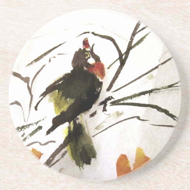 En Grès Dessous de verre chanteurs d'oiseau (Devant)