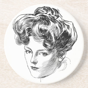 En Grès Dessous de verre Charles Dana Gibson de fille de