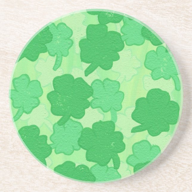 En Grès Dessous de verre Collage Shamrock vert (Devant)