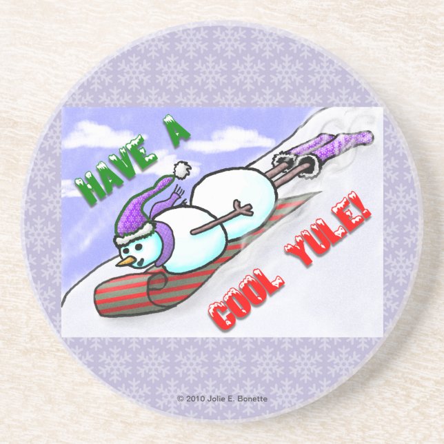 En Grès Dessous de verre cool Yule Snowman (Devant)