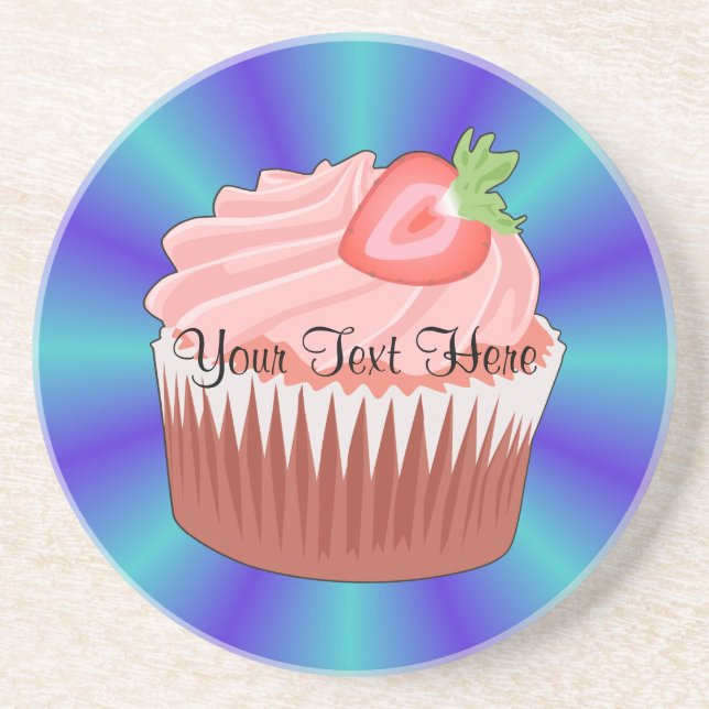 En Grès Dessous de verre Cupcake aux fraises (Devant)