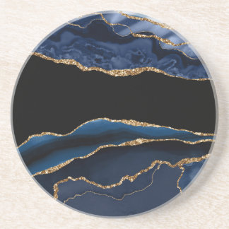 En Grès Dessous de verre d'Agate Blue Gold
