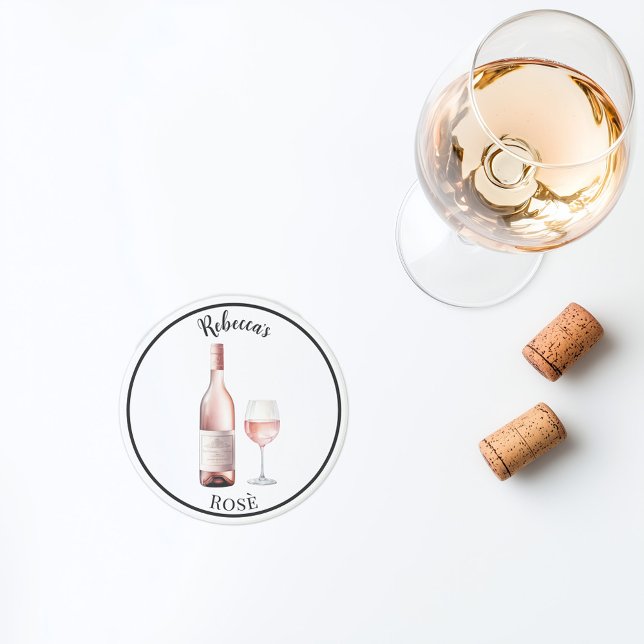 En Grès Dessous de verre d'amoureux du vin rosé - Vin pers (personalized rosé wine coaster custom name)