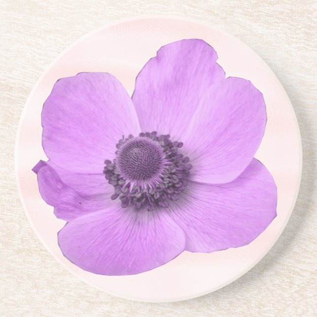En Grès Dessous de verre d'anémone rose (Devant)