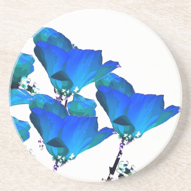 En Grès Dessous de verre d'art de pavot bleu (Devant)