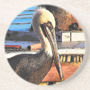 En Grès Dessous de verre d'art de pélican
