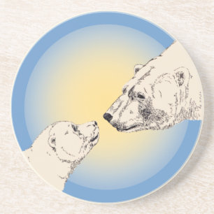 En Grès Dessous de verre d'art Ours Polaire Dessous de ver