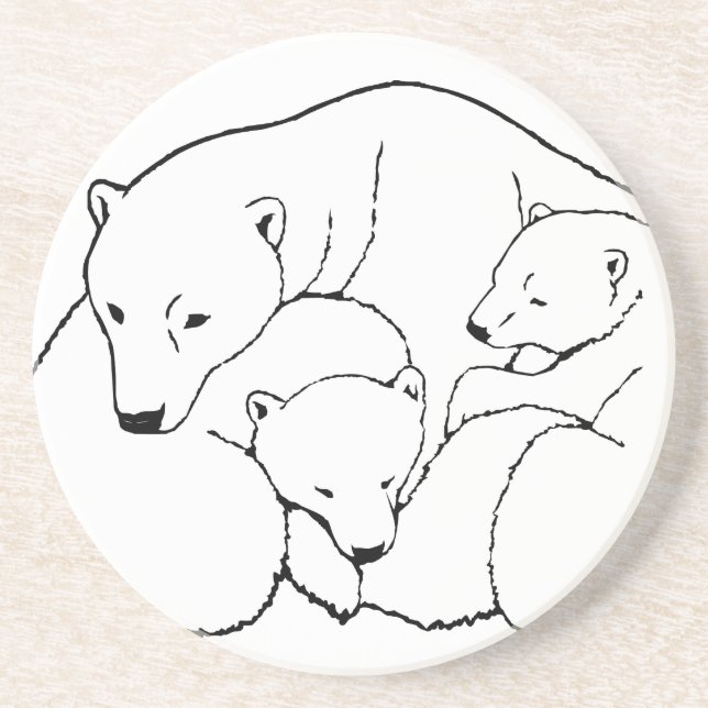 En Grès Dessous de verre d'art Ours Polaire Dessous de ver (Devant)