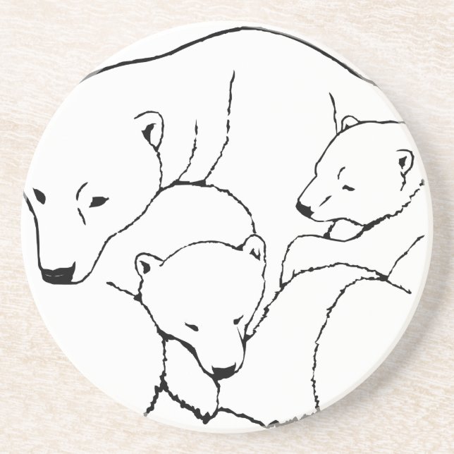 En Grès Dessous de verre d'art Ours Polaire Dessous de ver (Devant)