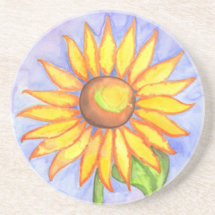 En Grès Dessous de verre d'art tournesol