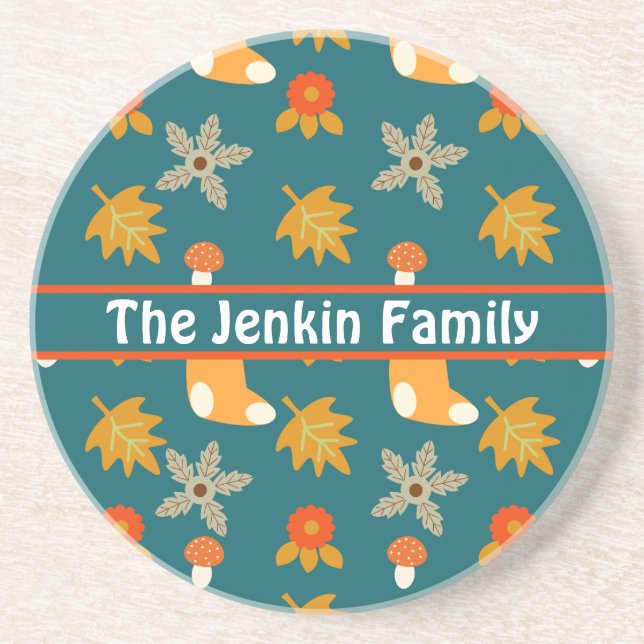 En Grès Dessous de verre d'automne personnalisé (Devant)