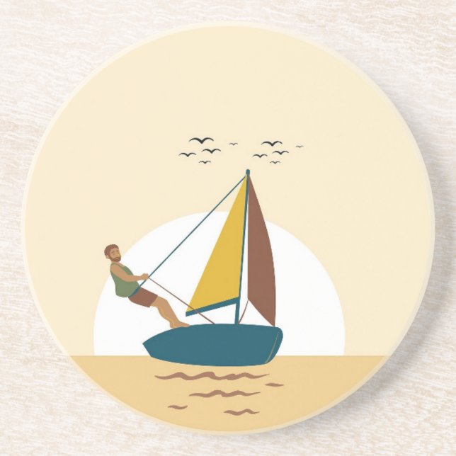 En Grès Dessous de verre d'aventure nautique (Devant)