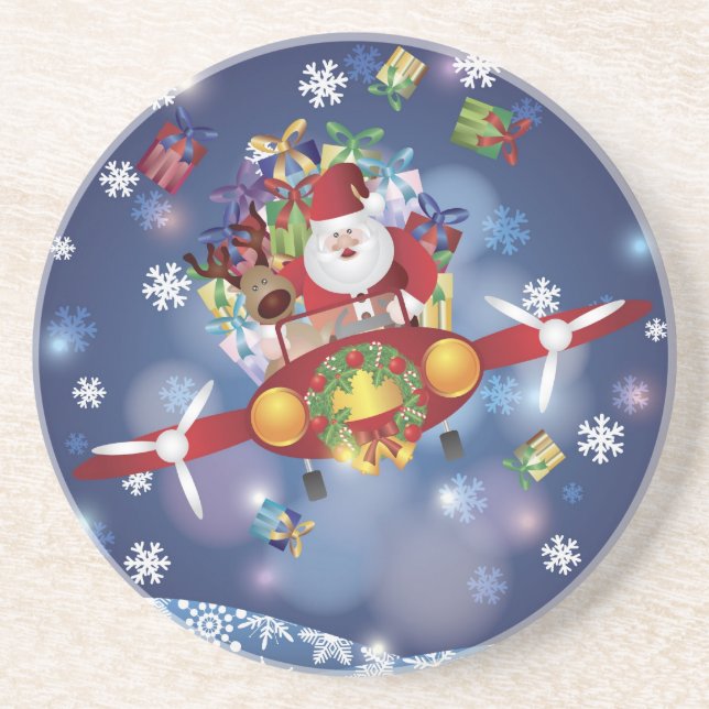En Grès Dessous de verre d'avion de Père Noël (Devant)