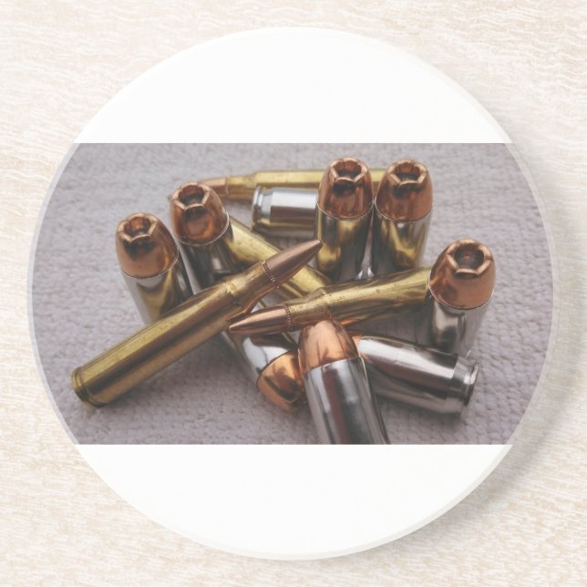 En Grès Dessous de verre de balle de laiton et d'avance (Devant)