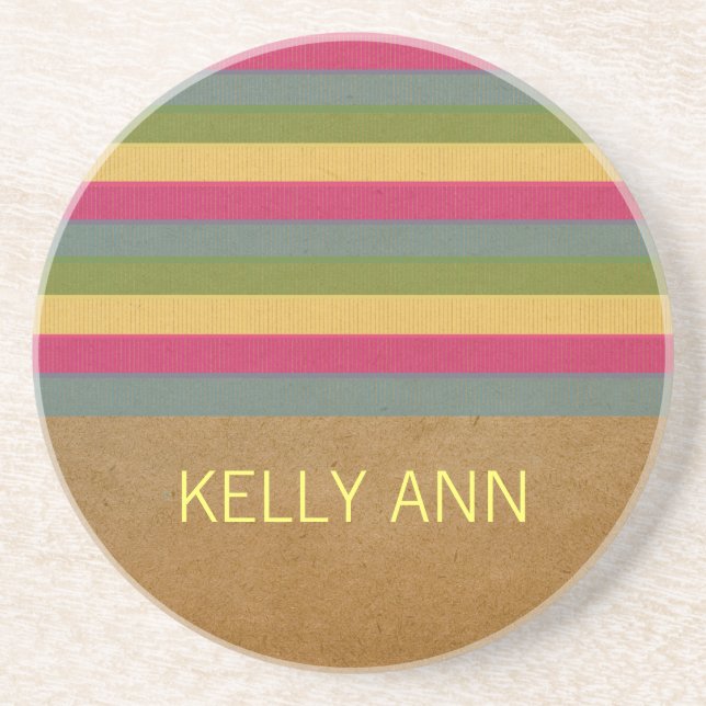 En Grès Dessous de verre de bandes texturées chic (Devant)