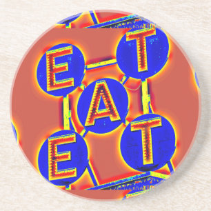 En Grès dessous de verre de boisson à manger rouge/bleu