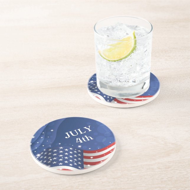 En Grès Dessous de verre de boisson du drapeau patriotique (Côté)