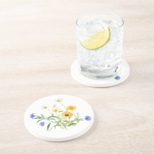 En Grès Dessous de verre de boisson fleur sauvage