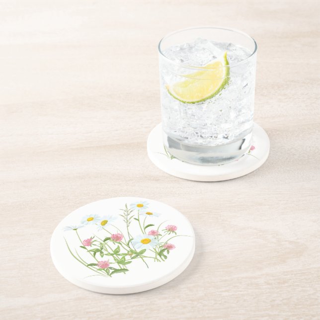 En Grès Dessous de verre de boisson fleur sauvage (Côté)