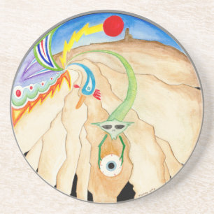 En Grès Dessous de verre de boissons de mandala de