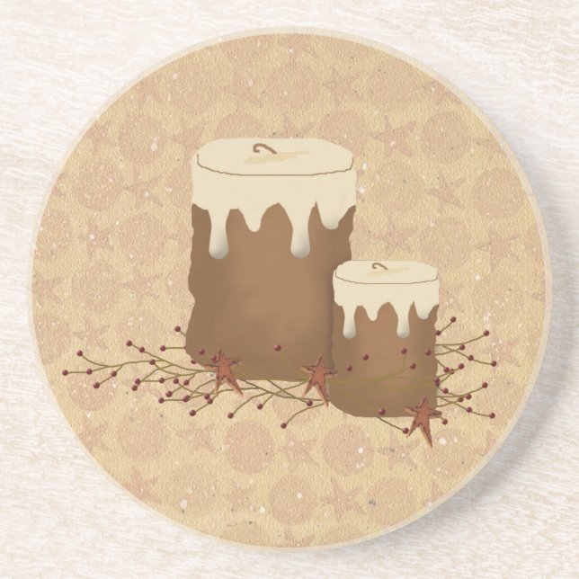 En Grès Dessous de verre de bougies primitives (Devant)